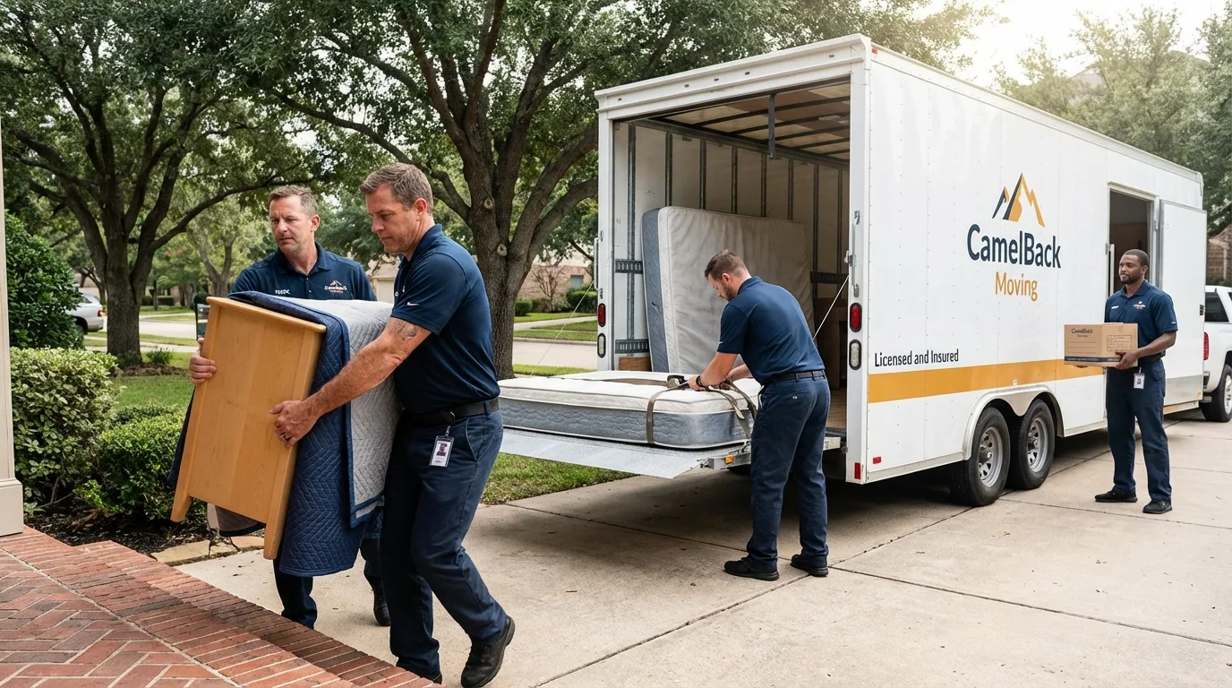 Crew loading residential truck for cross-state move from Tupper Lake, NY